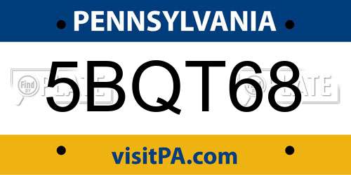 5BQT68 Pennsylvania License Plate