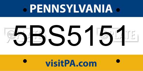 5BS5151 Pennsylvania License Plate