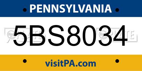 5BS8034 Pennsylvania License Plate