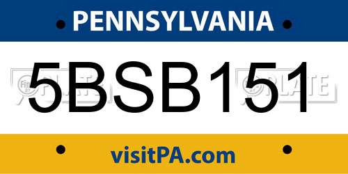 5BSB151 Pennsylvania License Plate