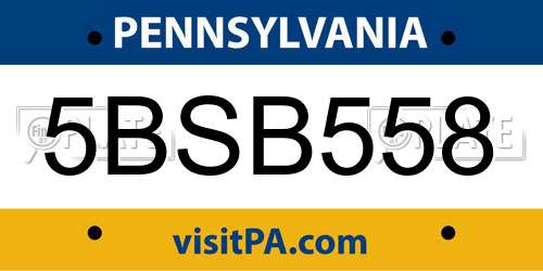 5BSB558 Pennsylvania License Plate