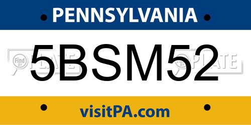 5BSM52 Pennsylvania License Plate