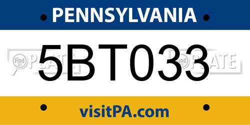 5BT033 Pennsylvania License Plate