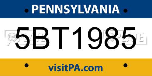 5BT1985 Pennsylvania License Plate