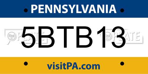 5BTB13 Pennsylvania License Plate