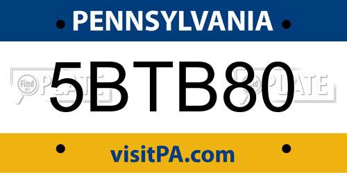 5BTB80 Pennsylvania License Plate