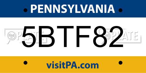 5BTF82 Pennsylvania License Plate