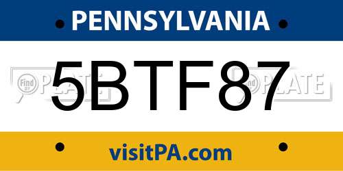 5BTF87 Pennsylvania License Plate