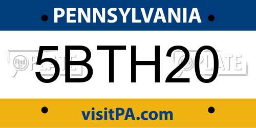 5BTH20 Pennsylvania License Plate