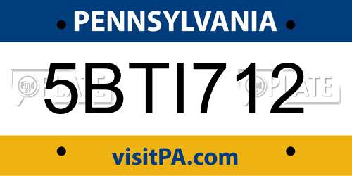 5BTI712 Pennsylvania License Plate