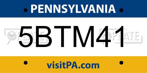 5BTM41 Pennsylvania License Plate