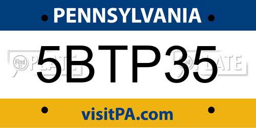 5BTP35 Pennsylvania License Plate