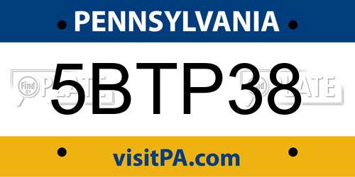 5BTP38 Pennsylvania License Plate