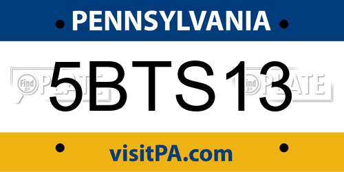 5BTS13 Pennsylvania License Plate
