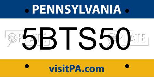 5BTS50 Pennsylvania License Plate