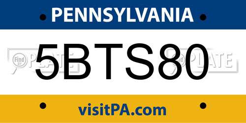 5BTS80 Pennsylvania License Plate