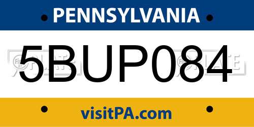 5BUP084 Pennsylvania License Plate
