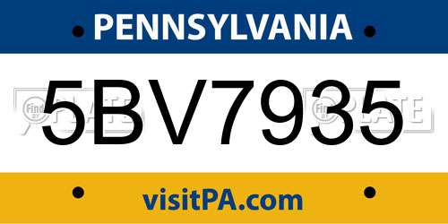 5BV7935 Pennsylvania License Plate
