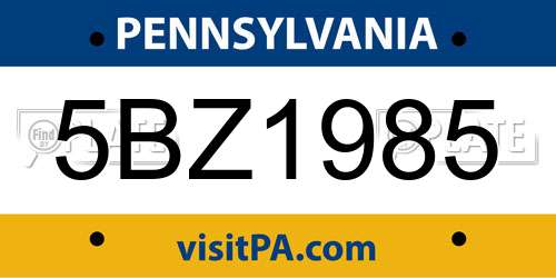 5BZ1985 Pennsylvania License Plate