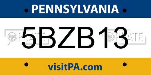 5BZB13 Pennsylvania License Plate