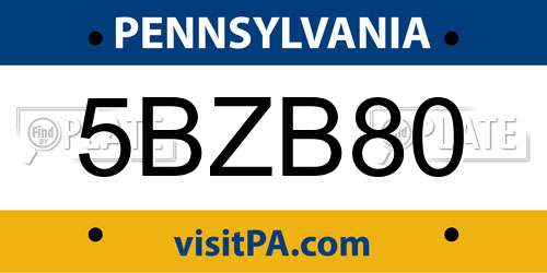 5BZB80 Pennsylvania License Plate