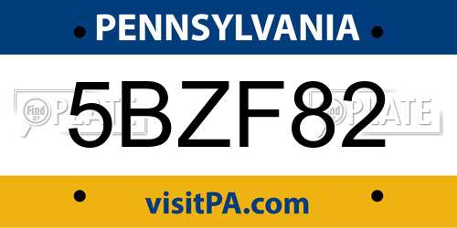 5BZF82 Pennsylvania License Plate