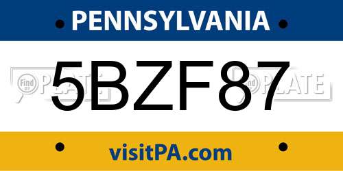 5BZF87 Pennsylvania License Plate
