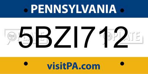 5BZI712 Pennsylvania License Plate