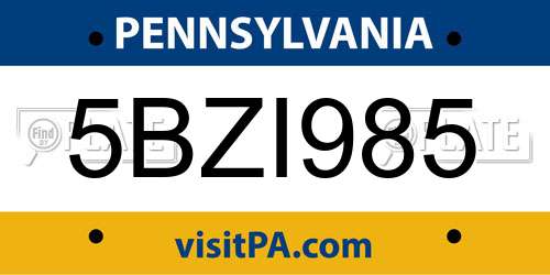 5BZI985 Pennsylvania License Plate