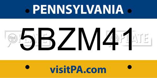 5BZM41 Pennsylvania License Plate