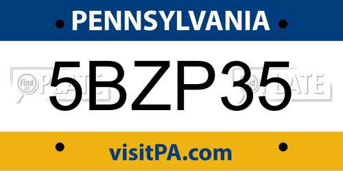 5BZP35 Pennsylvania License Plate