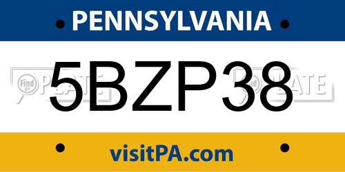 5BZP38 Pennsylvania License Plate