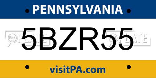 5BZR55 Pennsylvania License Plate