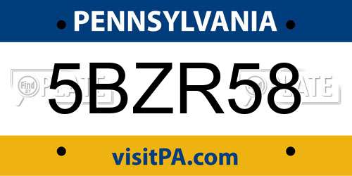 5BZR58 Pennsylvania License Plate
