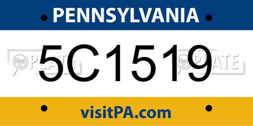 5C1519 Pennsylvania License Plate
