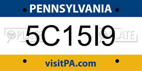 5C15I9 Pennsylvania License Plate
