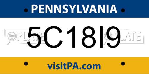 5C18I9 Pennsylvania License Plate