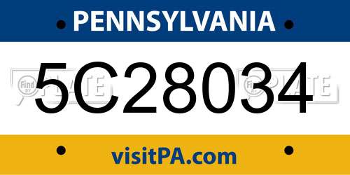 5C28034 Pennsylvania License Plate