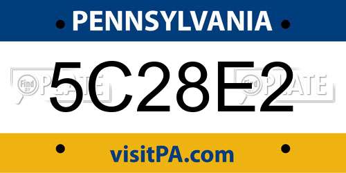 5C28E2 Pennsylvania License Plate