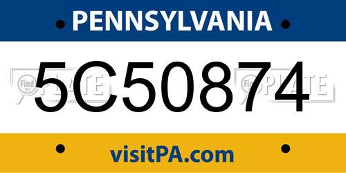 5C50874 Pennsylvania License Plate