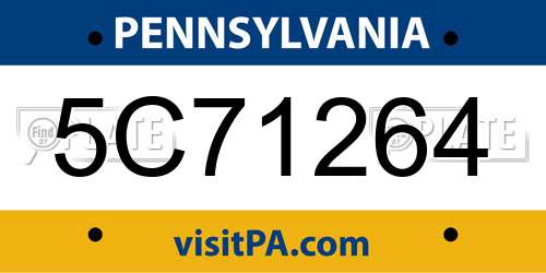 5C71264 Pennsylvania License Plate