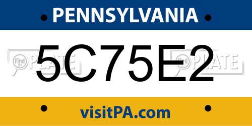5C75E2 Pennsylvania License Plate