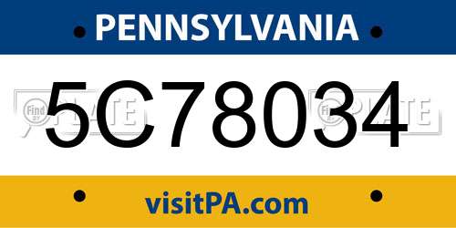 5C78034 Pennsylvania License Plate