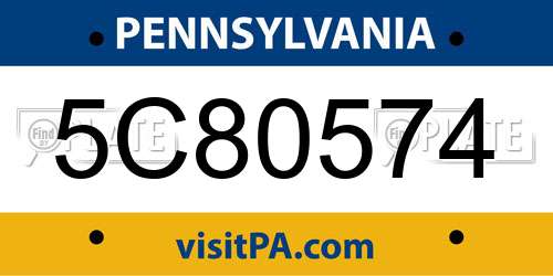 5C80574 Pennsylvania License Plate