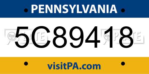 5C89418 Pennsylvania License Plate