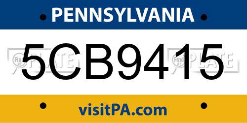 5CB9415 Pennsylvania License Plate