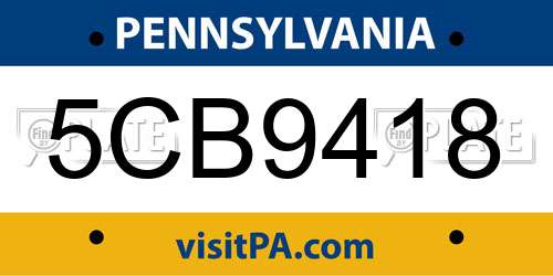 5CB9418 Pennsylvania License Plate