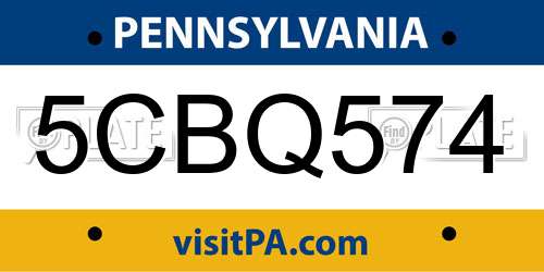 5CBQ574 Pennsylvania License Plate