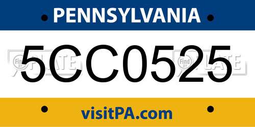 5CC0525 Pennsylvania License Plate
