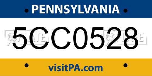 5CC0528 Pennsylvania License Plate